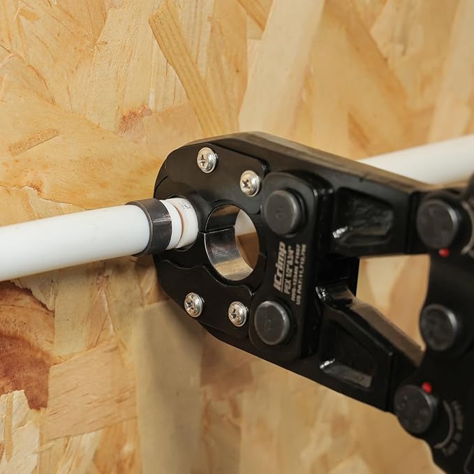 iCrimp IWS-1234N PEX Crimping Tool for 1/2’’ & 3/4’’ Copper Crimp Rings, Combo PEX Crimper with Interchangeable Die Set for Tight Space, Patented