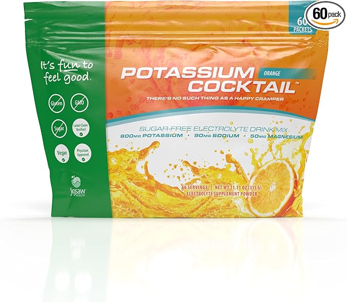 Jigsaw Health Potassium Cocktail | Formerly Pickleball Cocktail | Orange Flavor | 60 Servings (Packets)