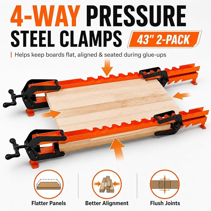 43 inch Pressure Panel Clamps 2 Pack, 4-Way Pressure Steel Clamps