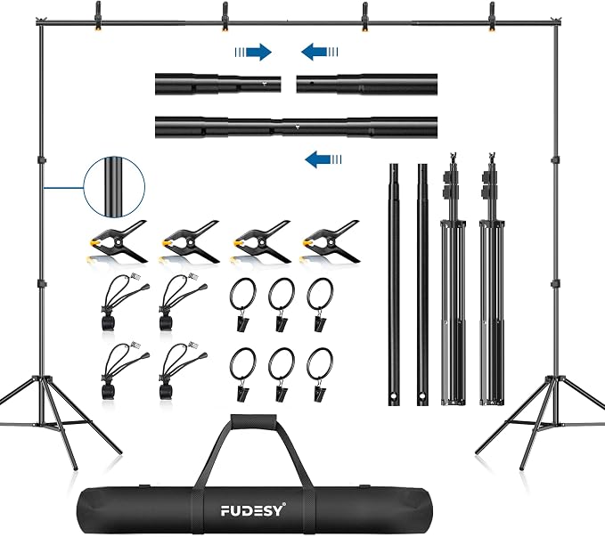 FUDESY Backdrop Stand Kit, 7x10ft Adjustable Photography Background Stand