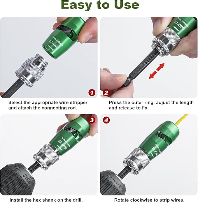Wire Stripper Twister Tool for Drill, 2026 Upgraded Wire Stripping Tool & Wire Twisting Connector for Cutters 6-14 AWG, 8 In 1 Professional Electrician Twister Stripping Tool with 70 PCS Wire Nut