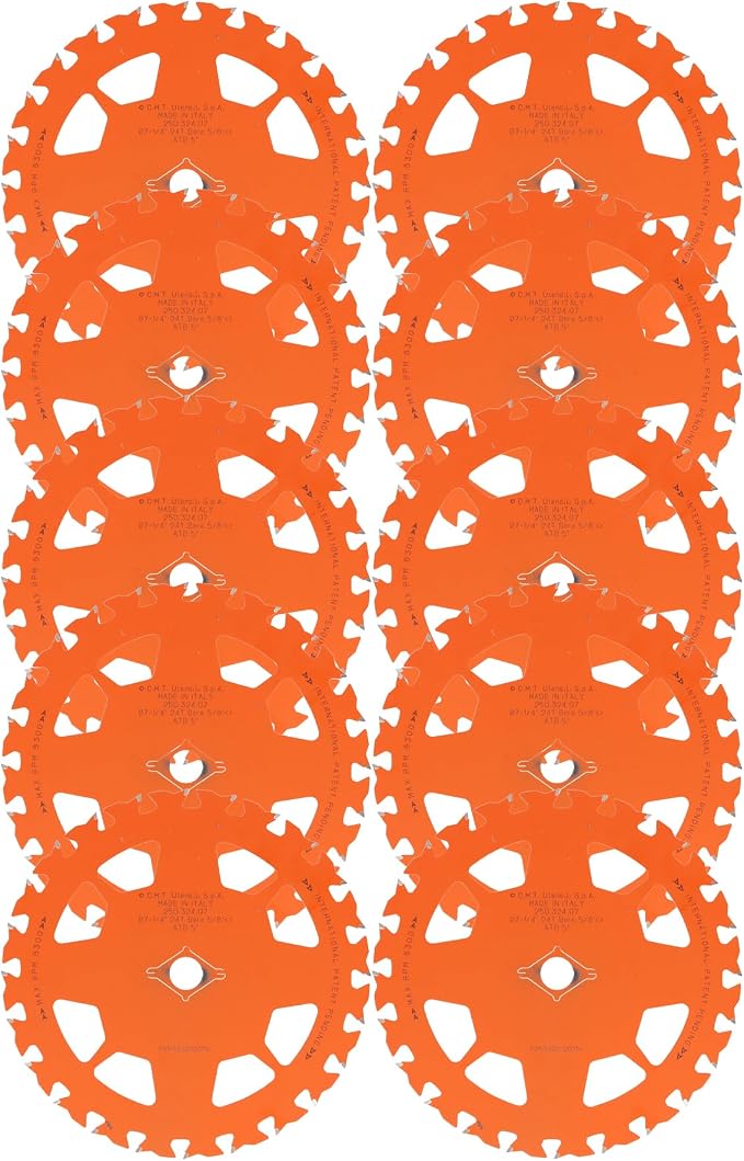 CMT Orange Tool 250.324.07-X10 FRAMING Zero Gravity 7-1/4”x5/8”, 10 Pack | Zero Gravity Framing Design | Framing | Construction | Wood Cutting Applications