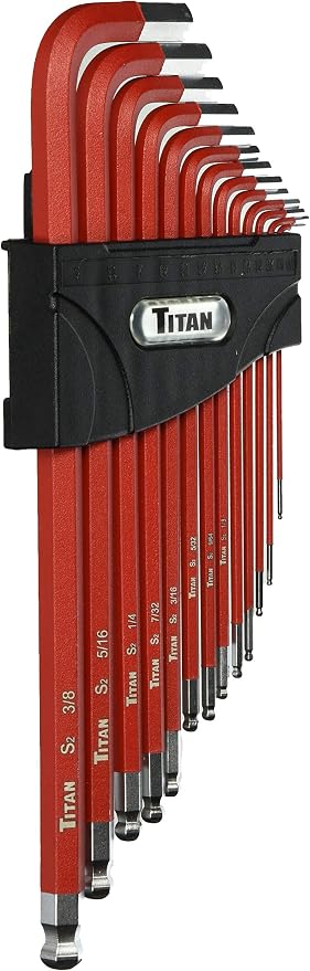 Titan 12713 Extra-Long Arm Ball Tip SAE Hex Key Set, 13 Piece