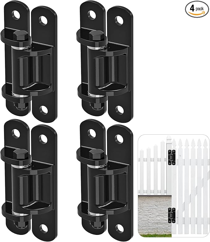 Insaga 6.7'' Heavy Duty Gate Hinges 1100LB Capacity 4PCS of 6mm Steel Hinges with Bearings & Rust-Proof E-Coating, Bolt On Low-Profile Hinges for Fences, Driveway Gates, Locking Screws Anti-Sag Design