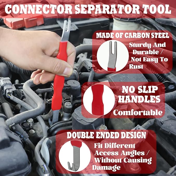 21+1Pcs Terminal Removal Tool Kit with Blow-Molded Case - Automotive Electrical Terminal Connector Separator Removal Tools Depinning Tool Kit for Most Connectors,Red