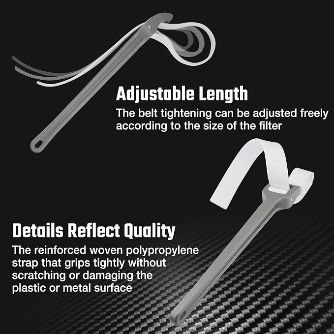 DURATECH Strap Wrench 18" Handle, Adjustable Nylon Strap Pipe Wrenches, Oil Filter Strap Opener Wrench (Pack of 2)