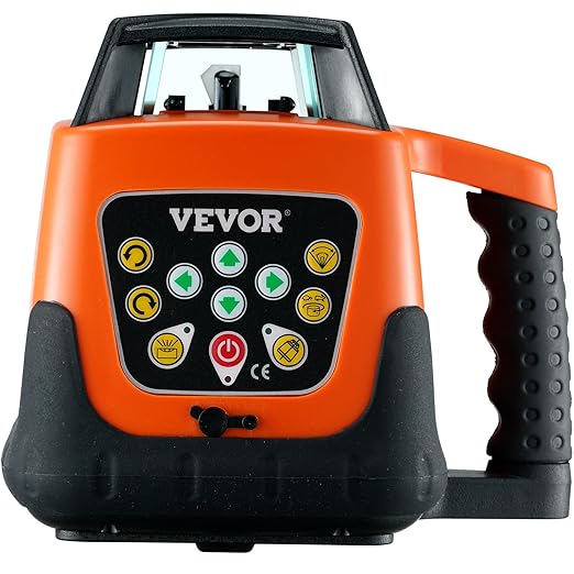 VEVOR Rotary Laser Level 2000ft,360 Degree Self Leveling Green Cross Line Laser,5 Rotation Speeds&4 Scanning Angles Adjustment,IP66 Waterproof Remote Control Manual Self-leveling Mode,Battery Included