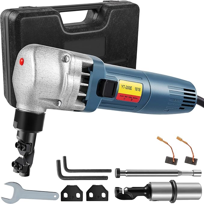 VEVOR Sheet Metal Nibbler 380W, Electric Metal Nibbler 1800RPM High Speed Rotor 0.07in/1.8mm, Metal Nibbler Cutter w Replaced Blades Storage Case for Cutting Stainless Steel, Aluminium, Plastic