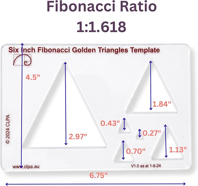 Triange Stencil Template for Drawing and Drafting: A Fibonacci-Inspired Triange Drawing Tool for Artists Allows The Simple Application of The Golden or Divine Ratio for Artistic Design