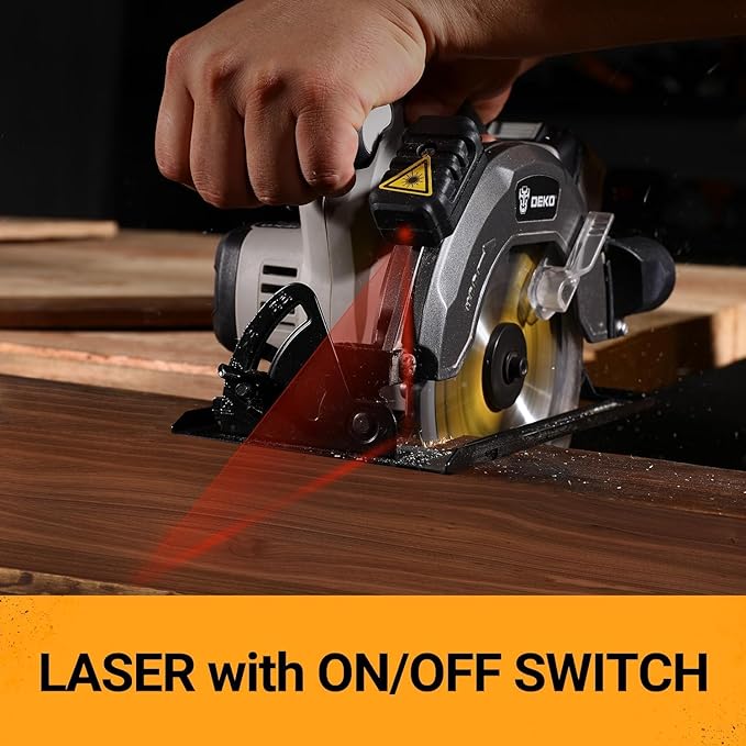 DEKOPRO 20V Cordless Circular Saw, 6-1/2-Inch Blade, 4500 RPM, 0-50 Degree Bevel Capability, Circular Saw Cordless with 4.0Ah Battery and Charger