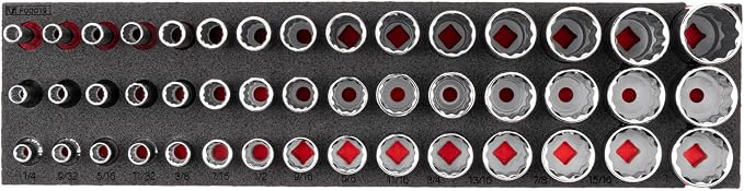 TEKTON 3/8 Inch Drive 12-Point Socket Set, 45-Piece | SHD91802 | Shallow, Semi-Deep, and Deep, 1/4 - 1 in., Foam Organizer