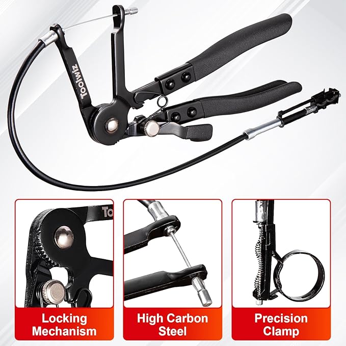 Toolwiz Hose Clamp Pliers and 27" Flexible Hose Clamp Plier, 2 Pcs Hose Clamp Pliers Set with Locking Device, Hose Clamp Tool Spring Clamp Pliers for Ring-Type or Flat-Band Hose Clamp