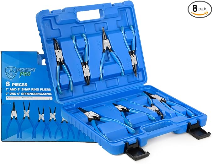 SMOTIVEPRO Precision 8PCS Snap Ring Pliers Set, 7" & 9" Internal/External