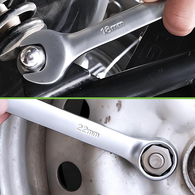 Der Erwachte 30pc Combo Wrench Set SAE Metric 1/4-1 8-22mm Storage Pouch | Made of durable Cr-V steel, dual open & box ends, sturdy build, for automotive maintenance and household repair