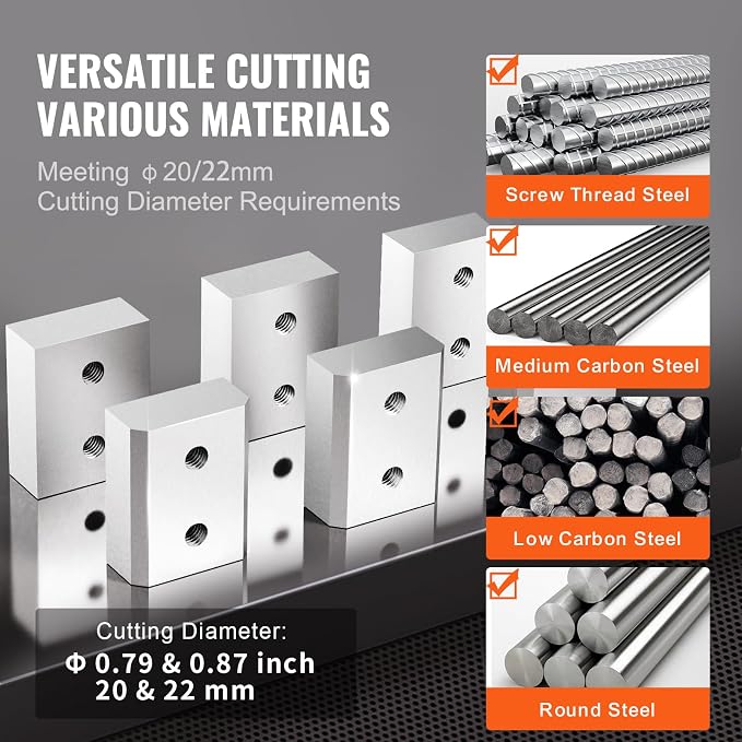 VEVOR Electric Rebar Cutter Replacement Blades 6 PCS 20/22mm - HRC58-60 Hard Jaw Blades with 12 Hex Screws & Spring Washers, Fit RC-20 & RC-22