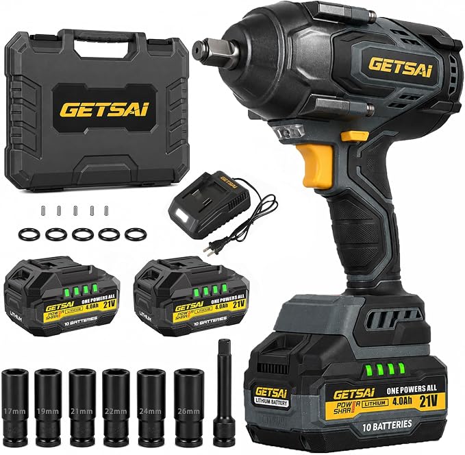 Impact Wrench 1700N.m, 1/2 1254Ft-lbs Super High Torque Cordless Impact Gun with 2x4.0Ah Battery, Electric Pistola De Impacto with 6 Socket, 3500IPM Brushless Llave De Impacto for Truck/Pickup
