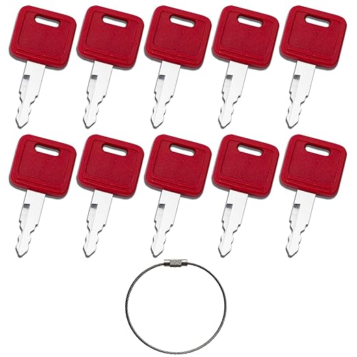10Pcs H800 Ignition Key for John Deere Hitachi Kioti Excavator Case Dozer Fiat Tractors, AT194969 AT147803 4286465