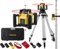 Firecore Self-Leveling Dual Slope Horizontal Rotary Laser Level Kit, 1969-Foot Range, IP55 Rated, Includes Tripod, Grade Rod, Detector, 2 Batteries, Carrying Case, and Accessories