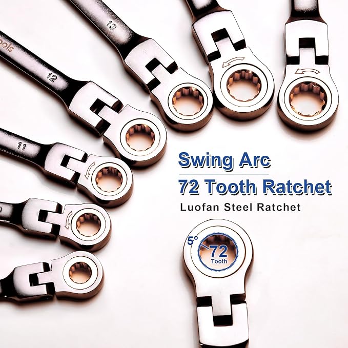 3/4 Inch Ratcheting Wrench | Flex-Head | Nickel-Gray Finish | 72-Tooth Cr-V Construction | Professional Mechanic Tool | SAE wrench