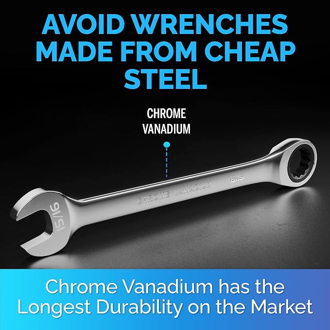 Ratcheting Wrench - Slim Profile - Ratchet Wrench, 15/16" Wrench Set