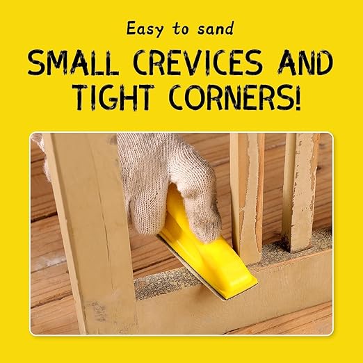 POLIWELL Micro Sander Kit 3.5” x 1” Mini Sander for Small Projects, Detail Handle Sanding Tools + Sandpaper 80 120 180 240 400 Grit for DIY Crafts Wood Finishing Tight Narrow Spaces Polishing, 50 PCS