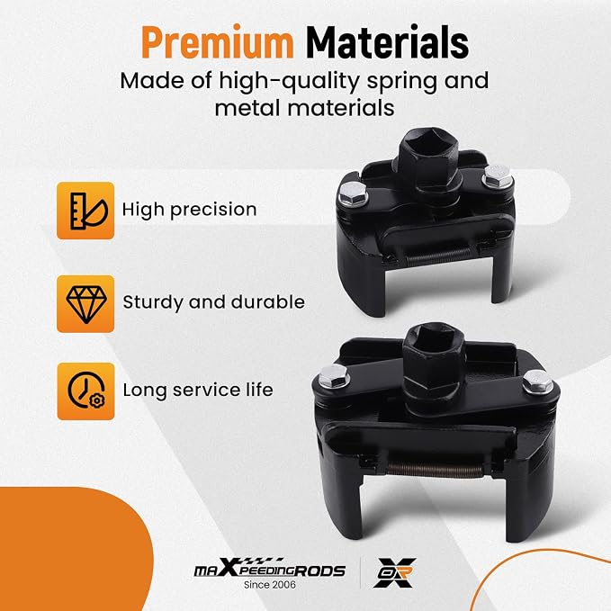 maXpeedingrods 2Pcs Adjustable Oil Filter Wrench 2 Jaw 60-80mm & 80-105mm | 1/2" Drive Universal Oil Filter Spanner Removal Tool, Universal Oil Filter Cap Socket Wrench Filter Housing Removal Tool