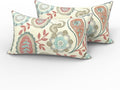 LVTXIII 2 Pack Outdoor Lumbar Pillows 12x20 Inch with White Piping, Fade Resistant Support Throw Pillows with Inserts for Patio Furniture, Sofa, Chair, Paisley Vintage
