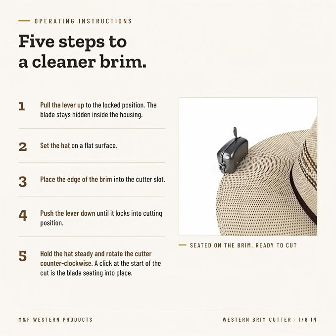 M&F Western Hat Brim Cutter, Premium Quality Metal, 1/8 Inch