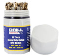 Drill America 15 Piece Cobalt Drill Bit Set with Gold Finish in Round Case (1/16" - 1/2" x 32nds), DWDCO Series