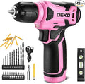 DEKOPRO 8V Cordless Drill, Drill Set with 3/8"Keyless Chuck, 42pcs Acessories, Built-in LED, Type-C Charge Cable, Pink Power Drills for Drilling and Tightening/Loosening Screws