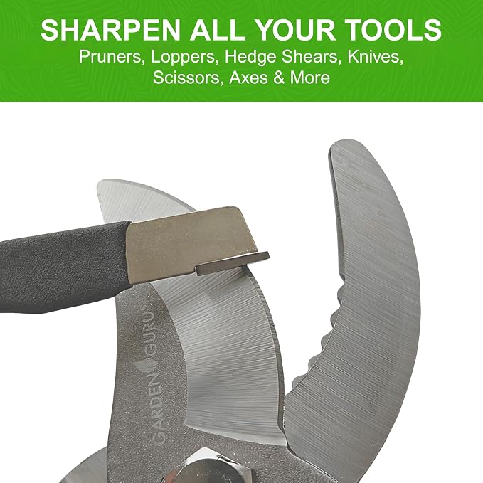 Garden Guru Garden Tool Blade Sharpener - 5" Handheld & Multi-Purpose Solid Carbide Sharpener w Protective Cover, Ergonomic Non-Slip Handle for Pruners Loppers Shears Knives Scissors Axe - 4 Pack