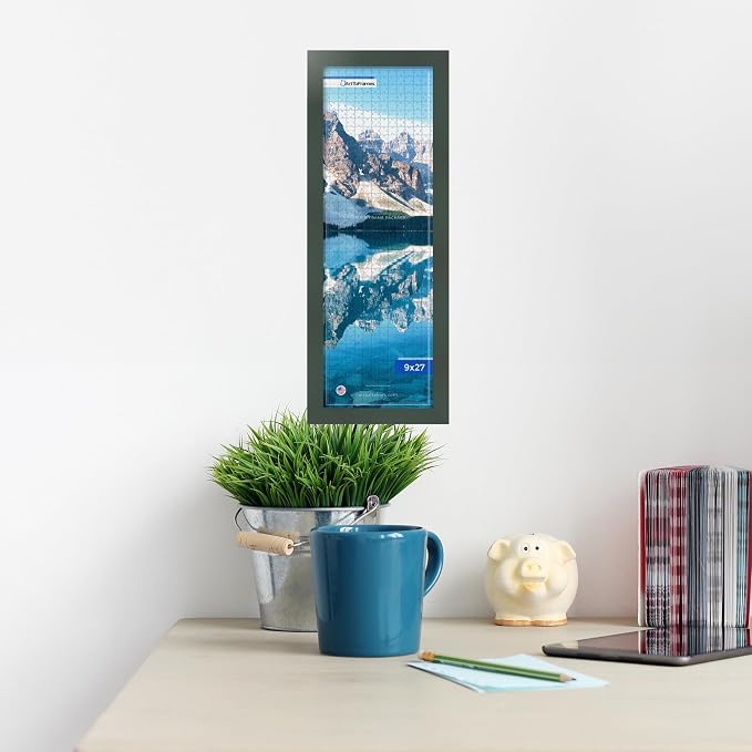 ArtToFrames Puzzle Frame for Buffalo Games 500 Piece Jigsaw Puzzles, 9x27 Inch (23x69 cm), Fern Green Engineered Wood with Economy Acrylic, Ready to Hang Puzzle Display