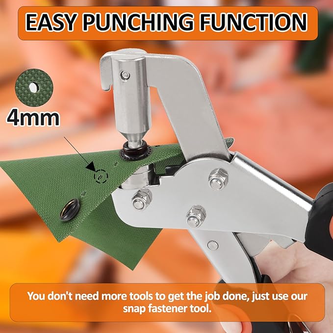 ZAPSIFOU Snap Fastener Tool, Heavy Duty Snap Fastener Kit, Canvas Snap Installation Tool with 160 pcs Boat Cover Snaps, Button Snap Kit with 15mm Black Snaps for Fabric, Tarps, Leather, Sewing