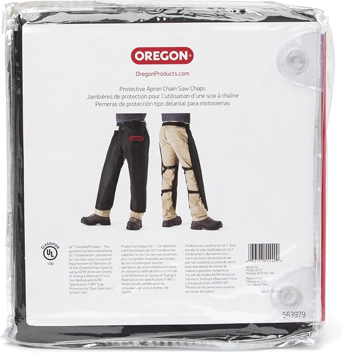 Oregon Protective Chainsaw Chaps for Cutting and Logging, 8 Layers Lightweight, Breathable Material, One Size Fits All, Black (563979)