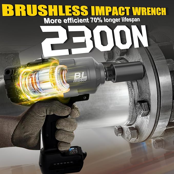 Cordless Impact Wrench 1/2" Compatible with Dewalt 20V Battery, Impact Wrench 1700FT-LBS(2300N.m) High Torque Brushless Electric Impact Power Impact Driver for Car, Truck (No Battery)
