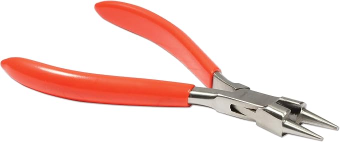 The Beadsmith Platinum Series German Combination Round Nose Pliers and Cutter (Rosary Pliers), 5.5 inches (140mm) with Polished Steel Head, red PVC Comfort Grip Handle, and no Spring