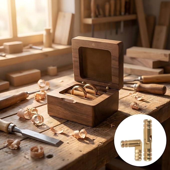 40 Pcs Mini Brass Barrel Hinges for Wooden Boxes, Hidden Cylinder Pivot Hardware for Jewelry Box, Trinket Case, Small Wood Craft Projects, Concealed 270° Rotation