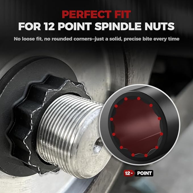 BILITOOLS 12 Point Axle Nut Socket Set, 1/2" Drive Spindle Nut Socket Set | for Wheel Bearing & CV Axle, Impact Deep 14mm 17mm 19mm 30mm 32mm 34mm 35mm 36mm, Compatible with Toyota, Honda, BMW, VW,Audi