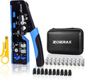 All-in-One Ethernet Crimping Tool Kit with Wire Stripper, 10xCAT7 RJ45 Pass Through Connector & 10xBoots, Storage Case Ideal for DIY/Network Installations