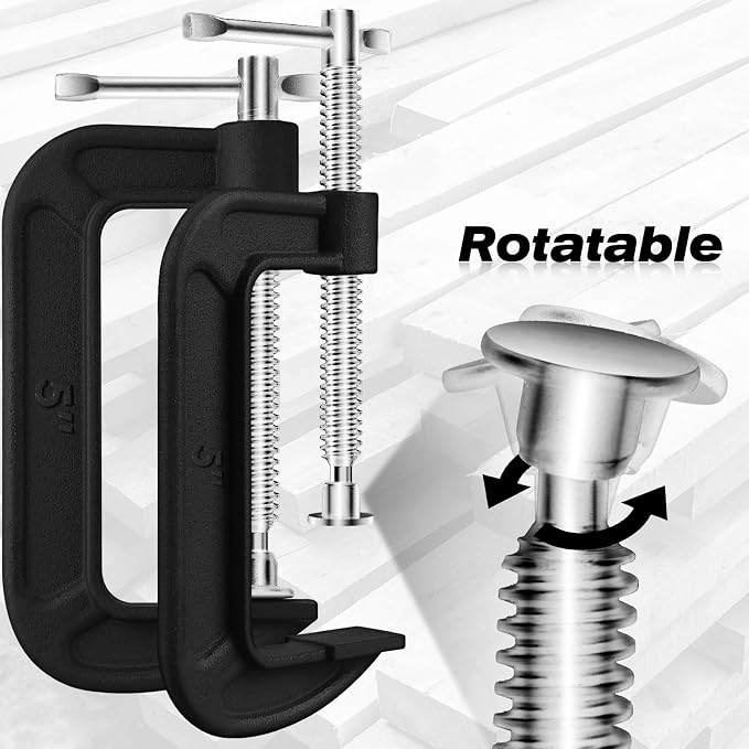 4 Pcs C Clamp Set 5 Inch Heavy Duty G-Clamps Automotive and Wood Working Clamps with Jaw Opening Sliding for DIY Carpentry Woodworking Welding and Building(5 Inch, Black)