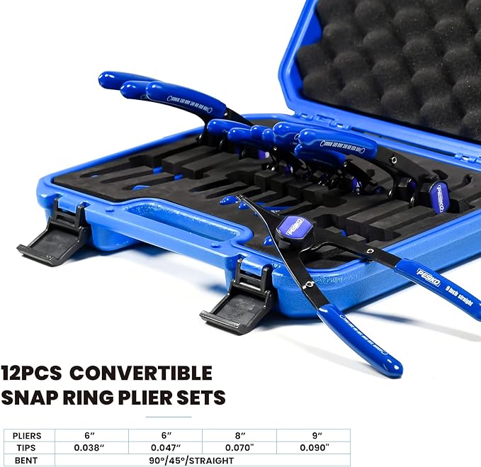 12-Piece Internal External Convertible Snap Ring Pliers Set