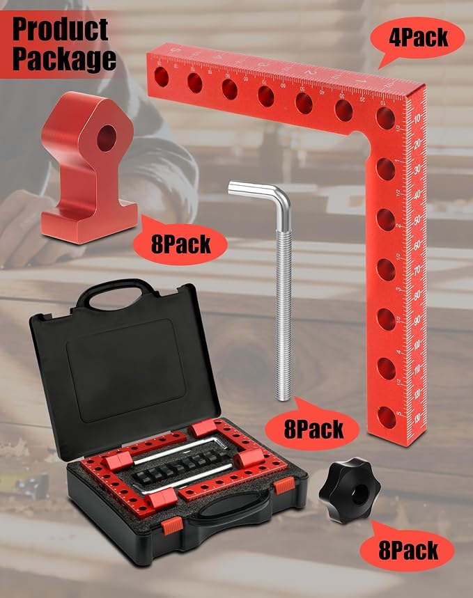 Corner Clamps for Woodworking, 90 Degree Clamps for Positioning Right Angle, 4pcs Aluminum Alloy Position Squares Clamping wood tools for Frame, Box, Drawer, Cabinets, DIY, Men Dad Ideal Gift