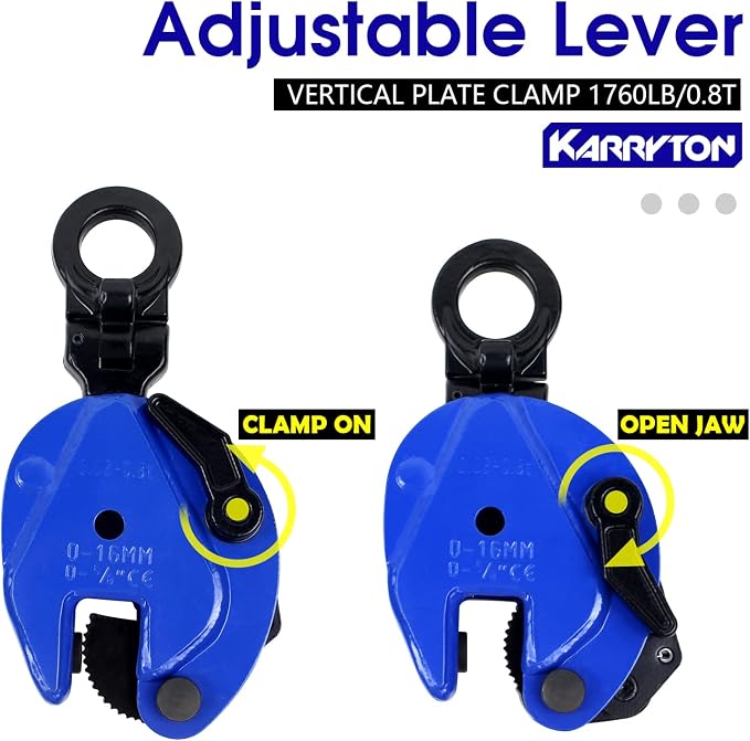 0.8Ton/1760LB Vertical Lifting Plate Clamp, Jaw Opening 0.6IN