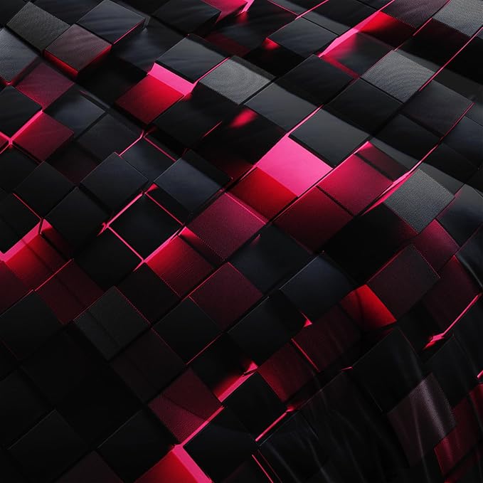 Nttopship Geometric Pink Black Comforter Set,Light Honeycomb 3 Piece Bedding Set King Size for Teen Boys,Modern Quilt Set Geometry Decor,Microfiber Lightweight 1 Comforter 2 Pillowcases All Season