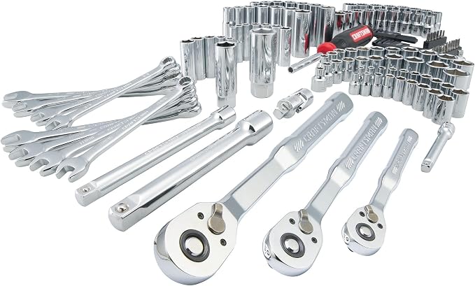 CRAFTSMAN Mechanic Tool Set 135 Pcs, 1/4, 1/2 and 3/8 Inch Drive SAE and Metric Socket Wrench Set with Case (CMMT12124)
