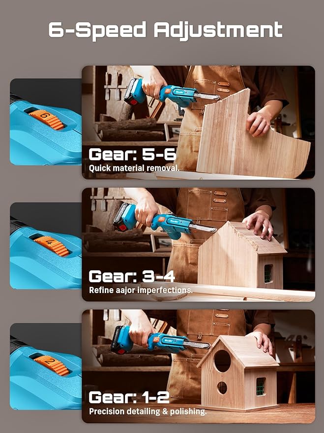 Seesii Belt Sander 1/2" x 18", 6 Speeds Max 1700 FT/Min, with 2 * 2.0Ah Battery, Charger, Hand Held Belt Sander for Metal Working, Wood, Plastic, Auto Grinding