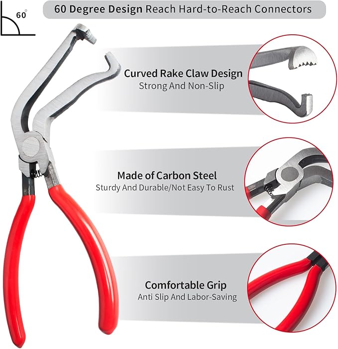 2 PCS Electrical Disconnect Pliers for Cars, 60 Degree Automotive Electrical Connector Pliers and Electrical Connector Separator Tool