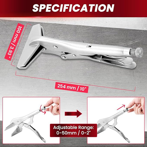 10 Inch Locking Sheet Metal Clamp, Adjustable Welding Pliers Tool, Heavy Duty Duck Bill Pliers Panel Clamp for Metalworking, Woodworking, Metal Bending, Welding and Clamping (1 Pack)