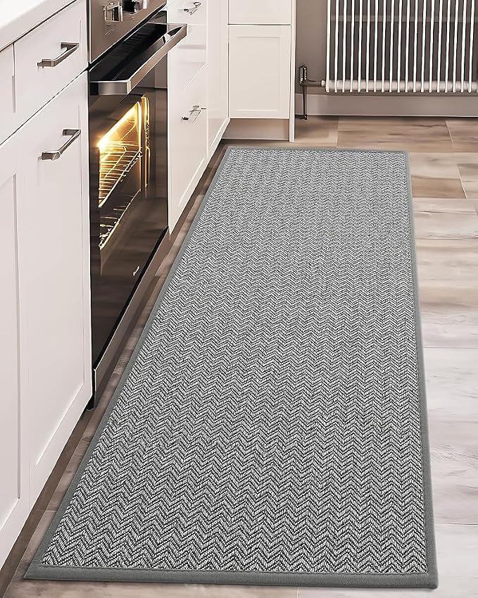 Color&Geometry Kitchen Rugs Kitchen Mats for Floor, 17"X59" Light Grey Kitchen Rugs Non Slip Washable with Rubber Backing, Quick Dry, Low Pile, Easy Clean Kitchen Runner Rug Kitchen Sink Mat