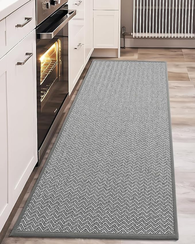 Color&Geometry Kitchen Rugs Kitchen Mats for Floor, 17"X79" Light Grey Kitchen Rugs Non Slip Washable with Rubber Backing, Low Pile, Quick Dry, Easy Clean Kitchen Runner Rug Kitchen Sink Mat